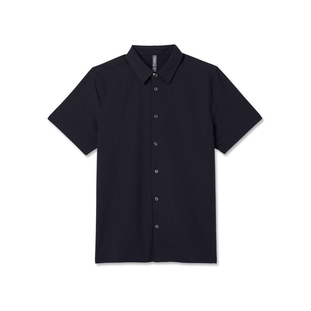 Vuori Strato Tech Short Sleeve‎ Button Up Polo Black Medium New Without Tags
